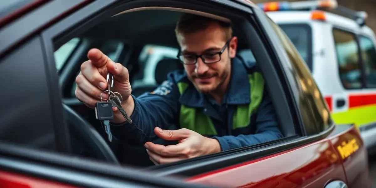 Roadside technician unlocking a car door without damage